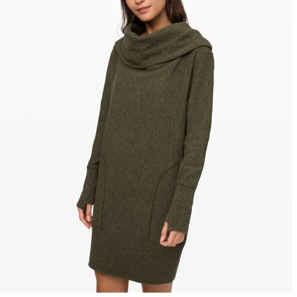 Lululemon Along the Way Dress Heathered Dark Olive